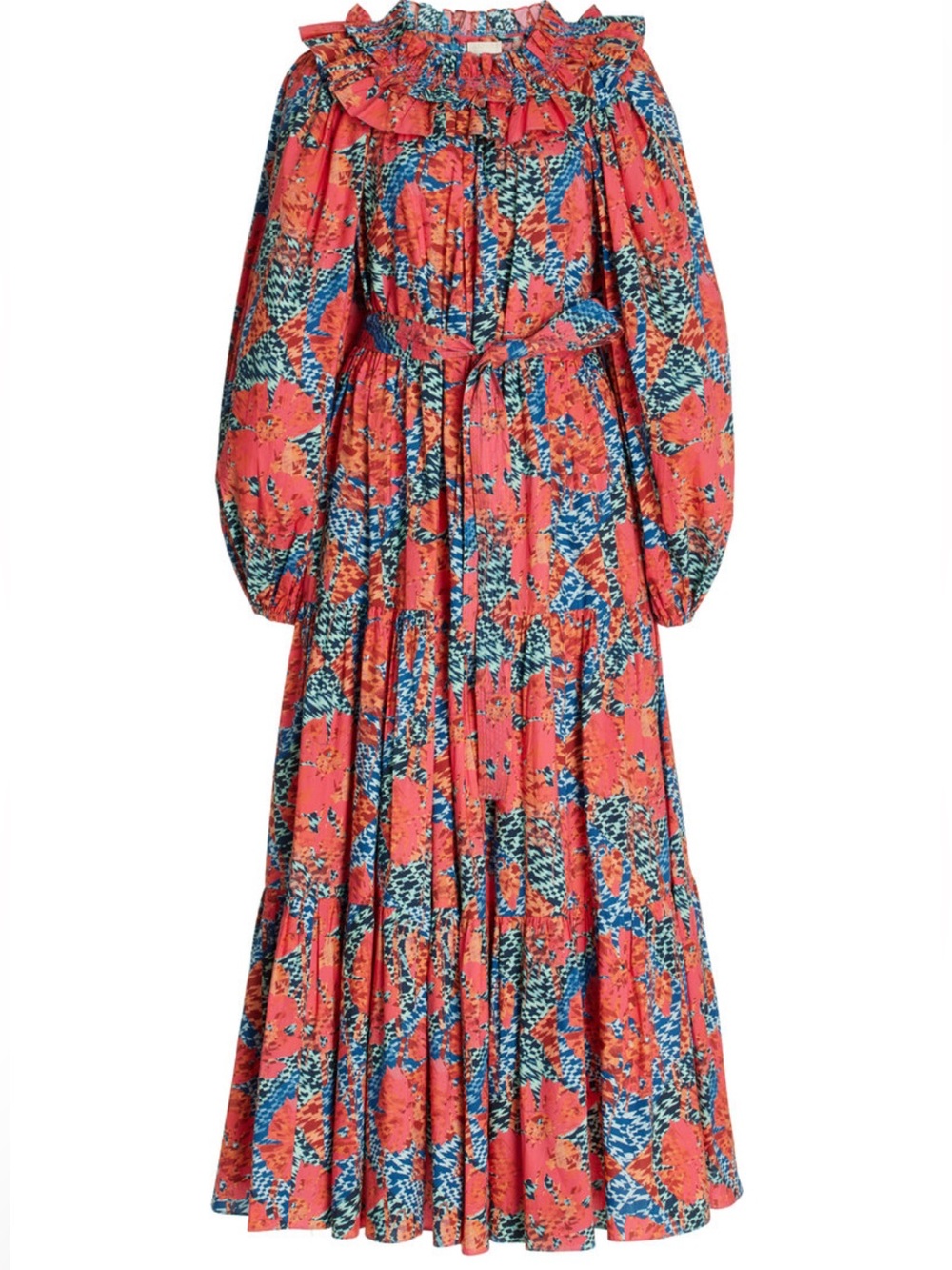 Ulla Johnson Beatrix Prism Floral Maxi Dress Size 6 Belted Ruffle Boho Luxury - Picture 2 of 16